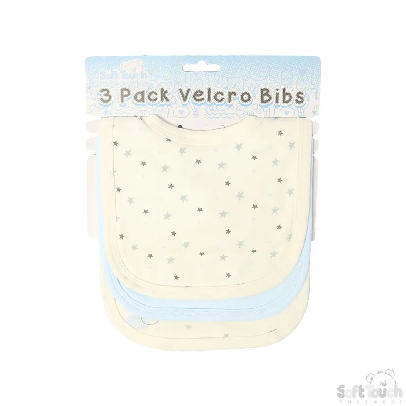 3 Pack Baby Velcro Bibs Moon & stars-2CC102-B