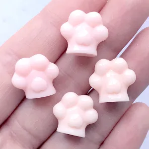 3D Cat Paw Cabochons | Kawaii Animal Embellishments | Pet Jewelry DIY | Decoden Supplies (4 pcs / Pink / 16mm x 15mm)