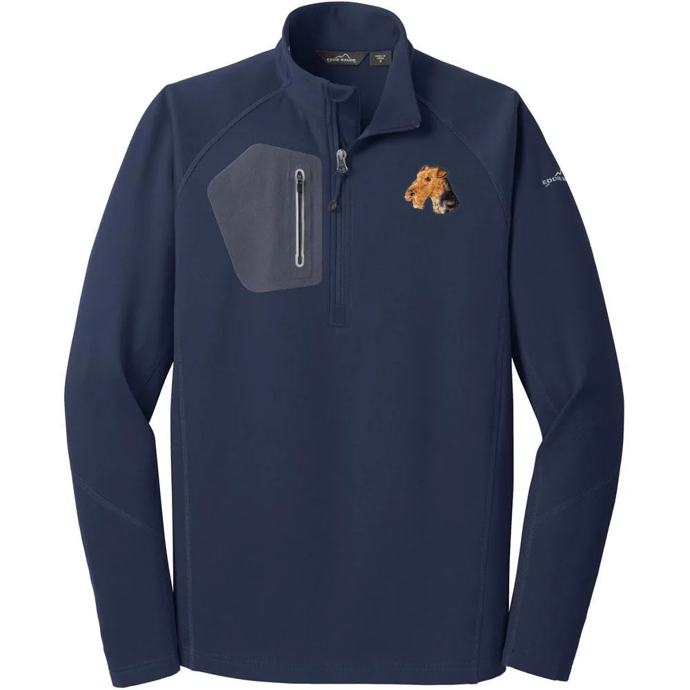 Airedale Terrier Embroidered Eddie Bauer Mens Half Zip Performance Fleece