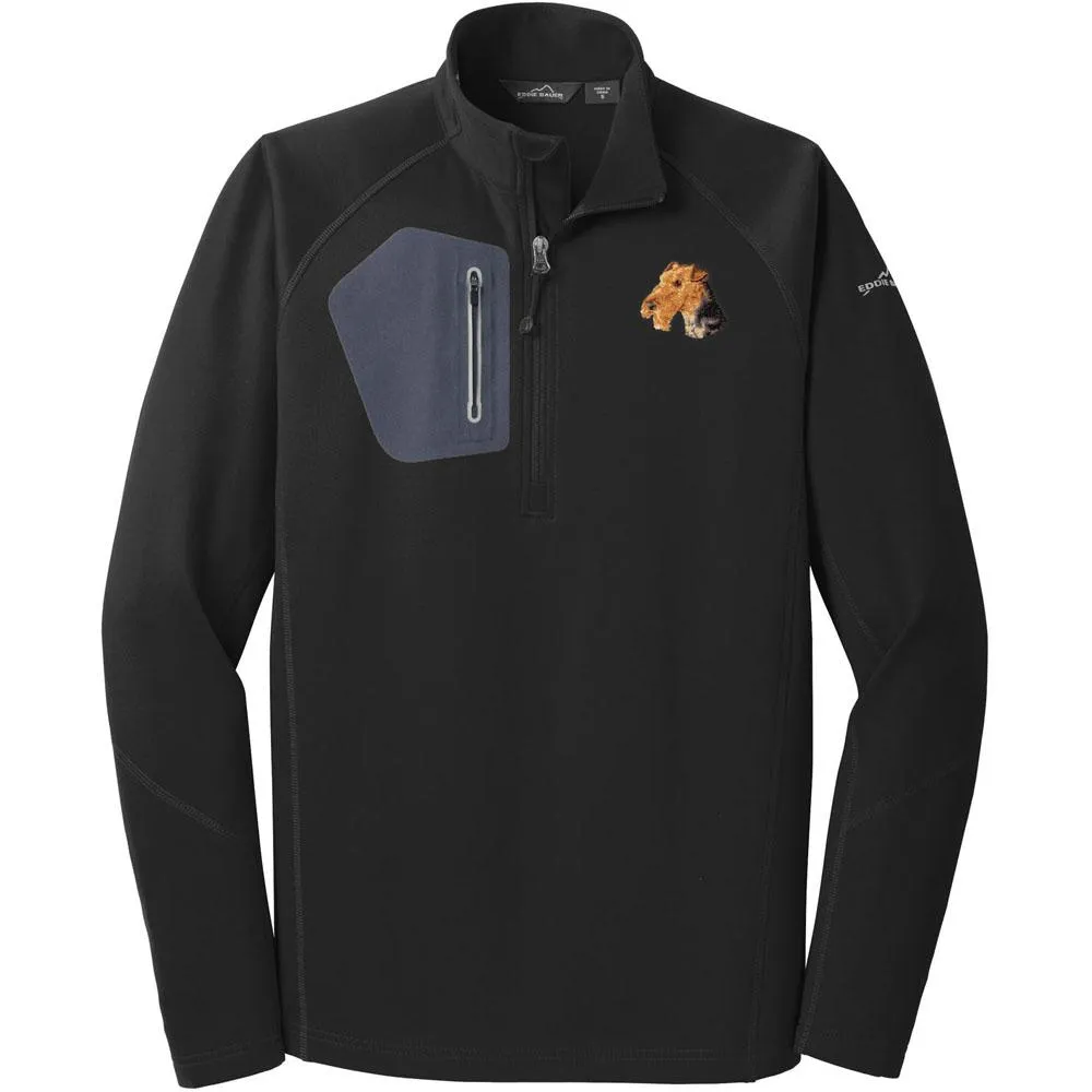 Airedale Terrier Embroidered Eddie Bauer Mens Half Zip Performance Fleece