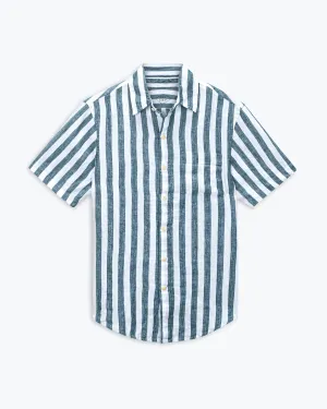 Alex Crane wave blue white stripe Ola Linen Shirt