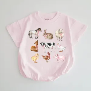 Baby Animal Bow Romper