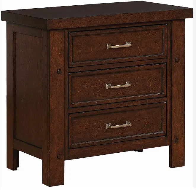 Barstow 3-Drawer Rectangular Nightstand Pinot Noir