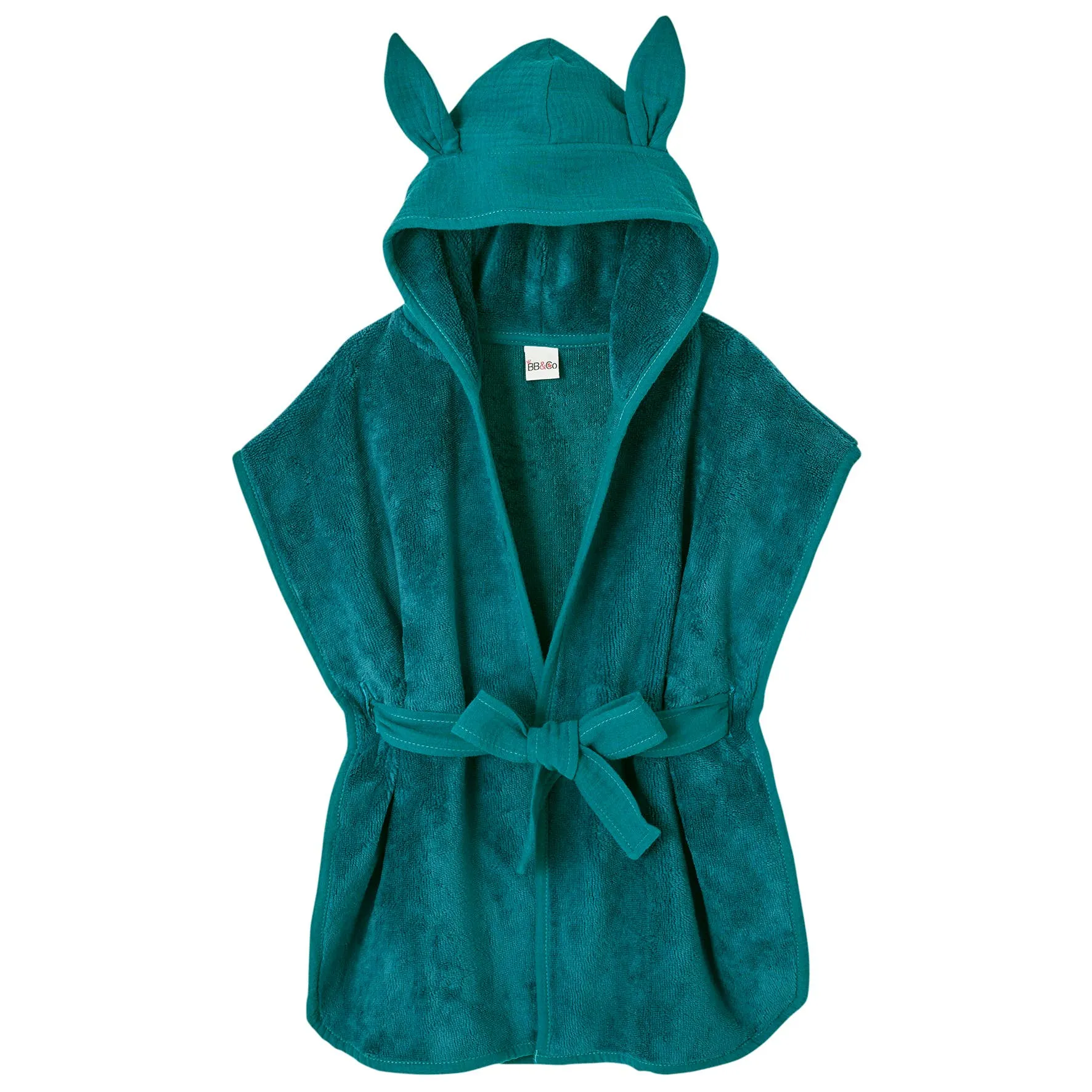 BB&Co - Bathrobe baby bamboo and peacock green cotton gauze