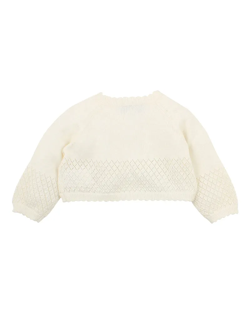 Bebe Ivory Pointelle Cardigan (Size 3M-7Y)