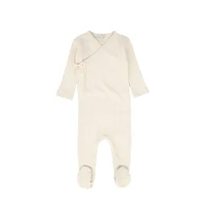 BEBE ORGANIC BIEGE POINTELLE LACE TRIM WRAP FOOTIE