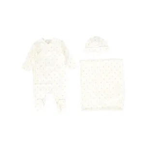 BEBE ORGANIC CREAM/TAUPE LEAF PRINT SET