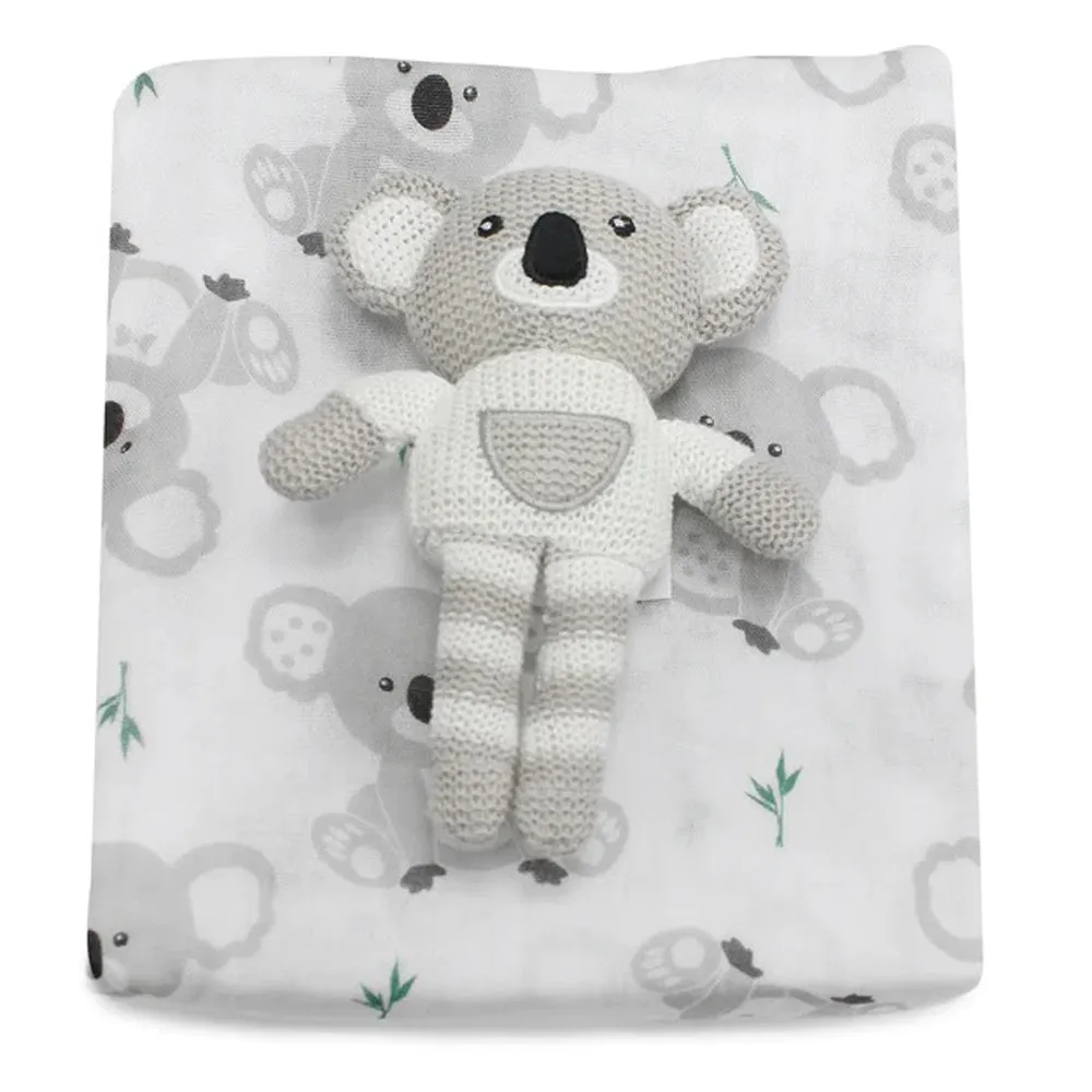 Bubba Blue Koala Rattle & Muslin Wrap Gift Set