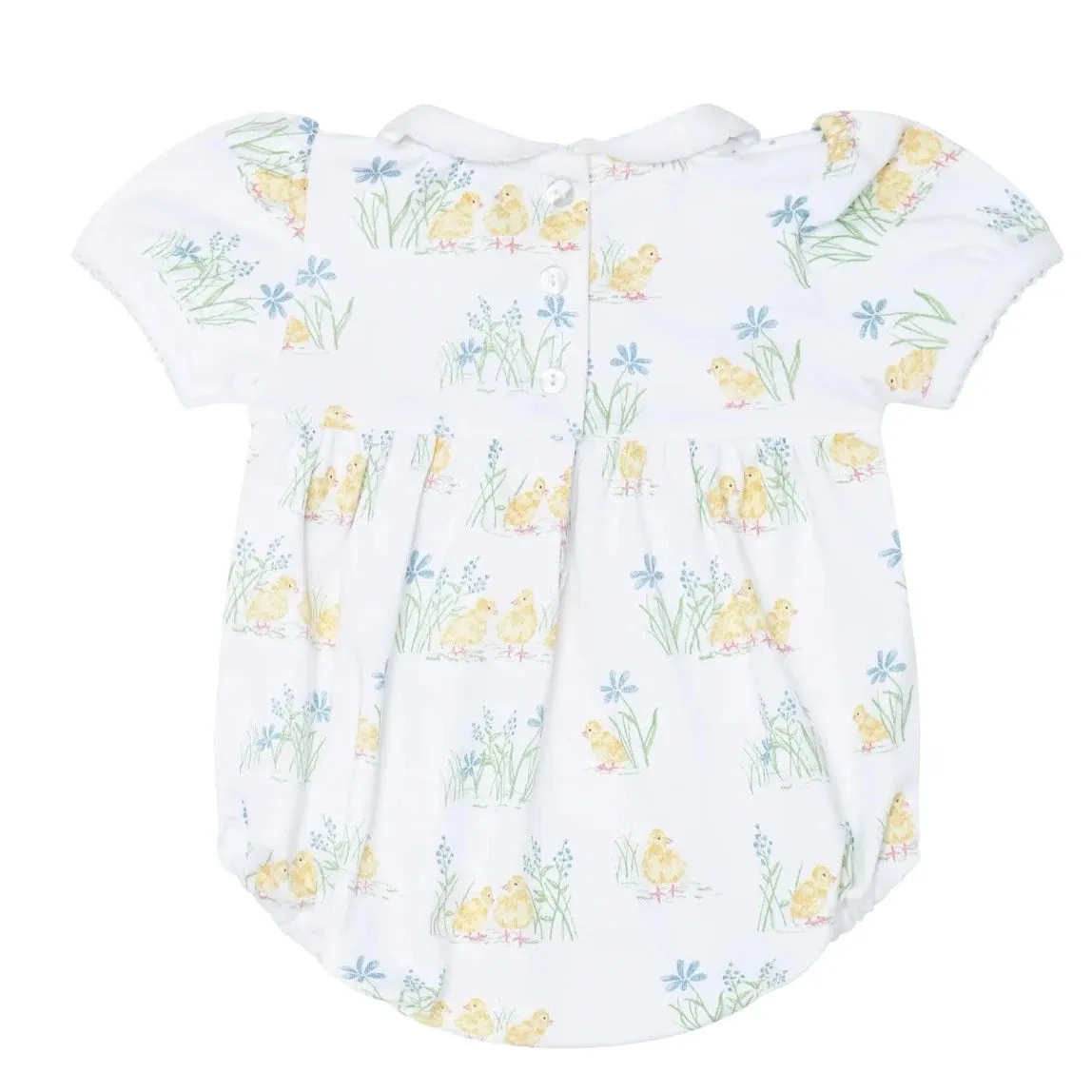 Chicks Print Smocked Bubble