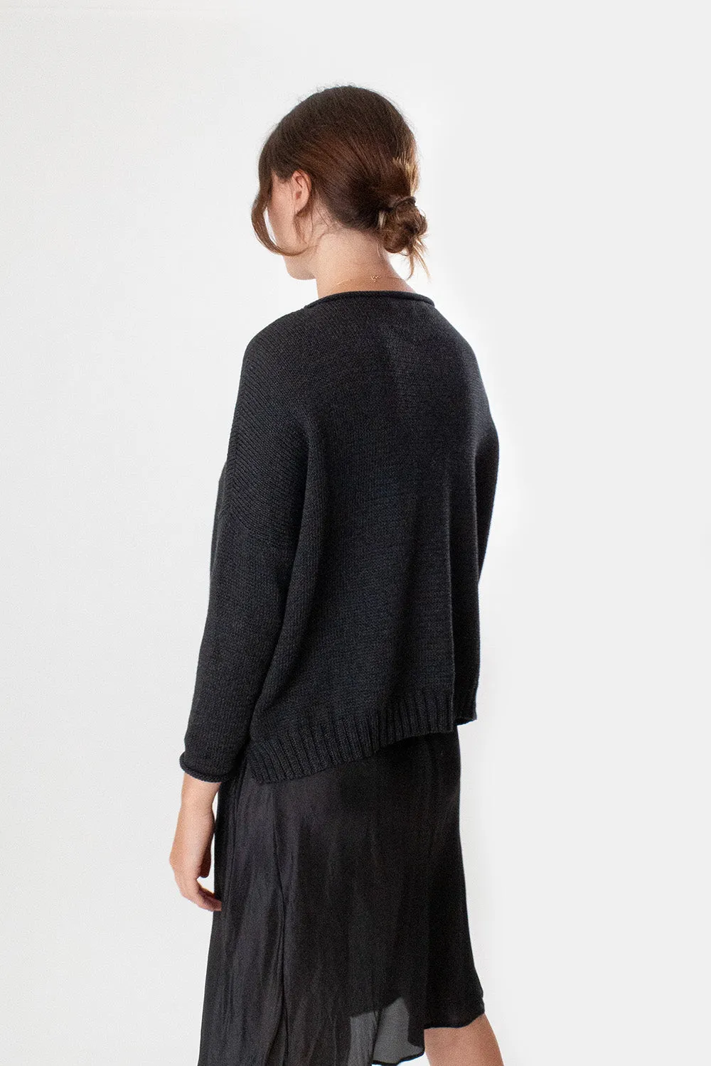 Cotton Rollneck Sweater in Ink