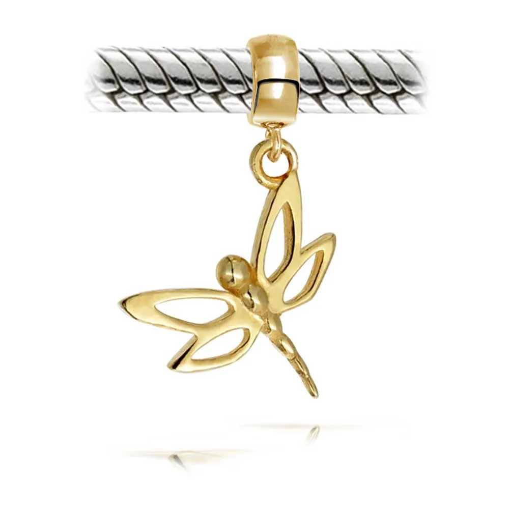 Dragonfly Butterfly Bead Charm Blue Imitation Sapphire Sterling Silver