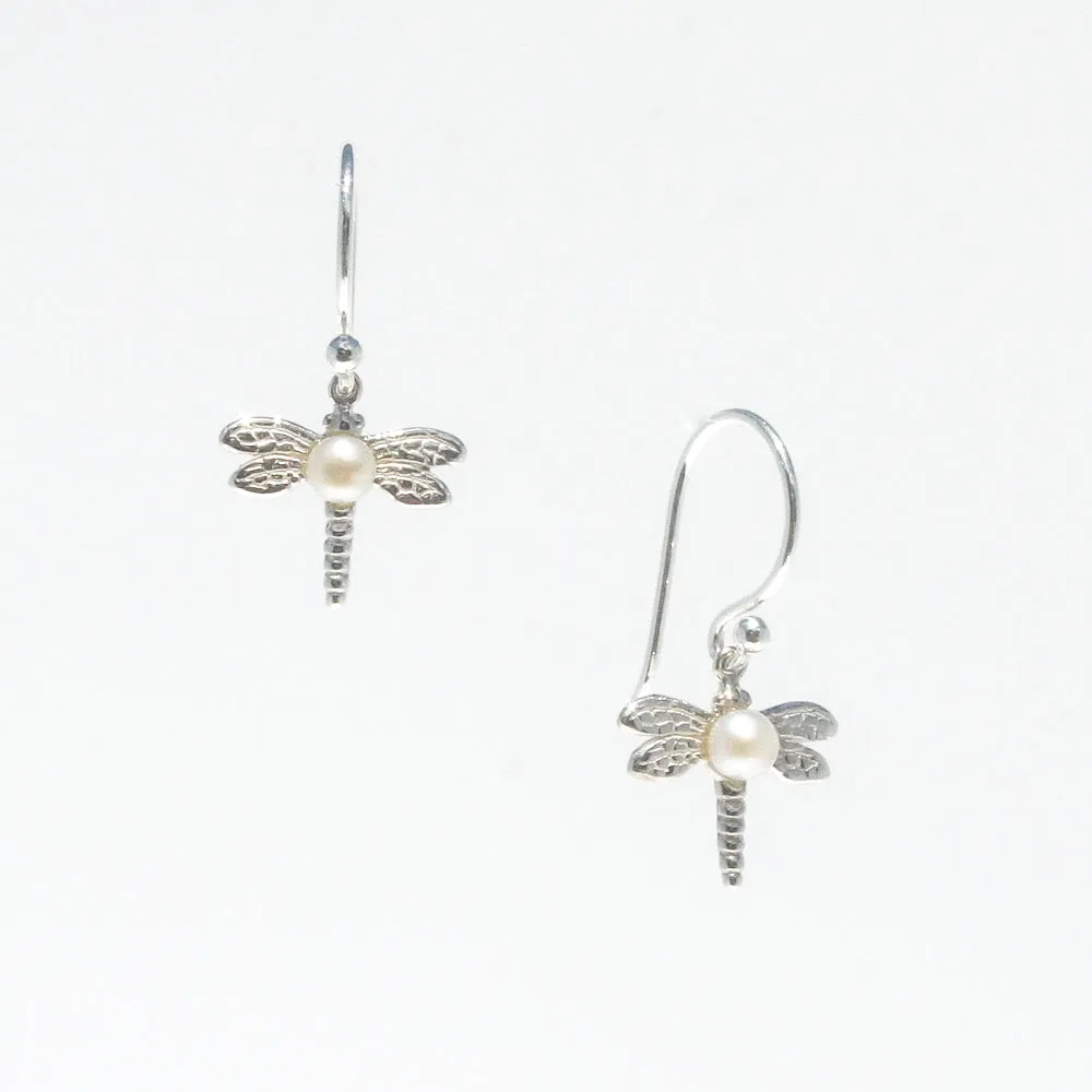 Dragonfly Pearl Hook Earrings