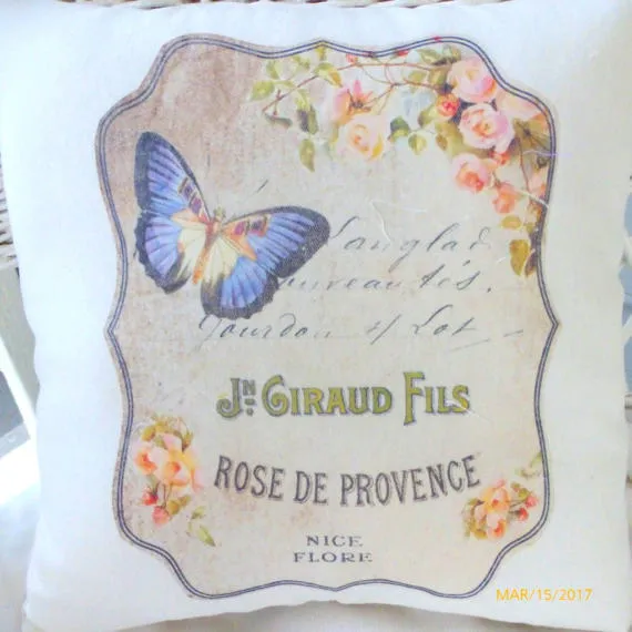 French themed accent pillow, Paris pillow, butterfly pillow