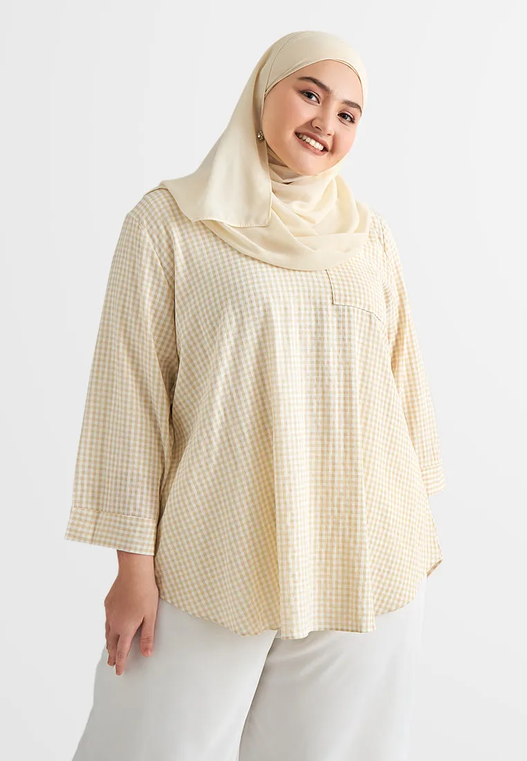 Gaelle Gingham Stand Collar Blouse