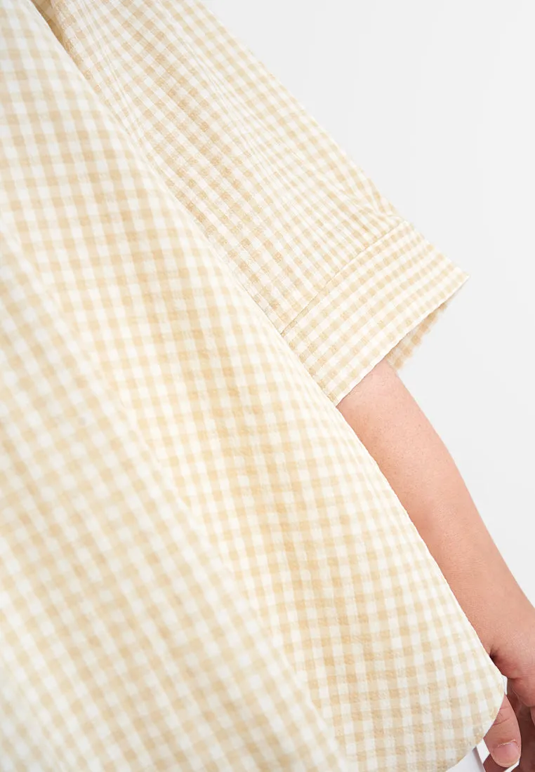 Gaelle Gingham Stand Collar Blouse