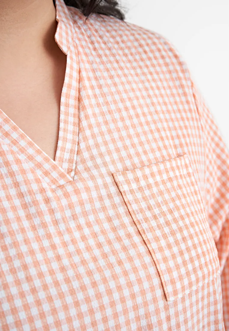 Gaelle Gingham Stand Collar Blouse