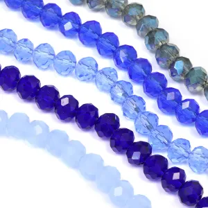 Glass Bead Bundle Blue Rondelle - 5 Strands