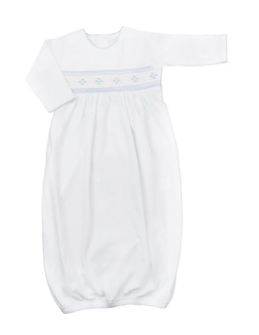 Hand Smocked White Pima Cotton Boy's Daygown