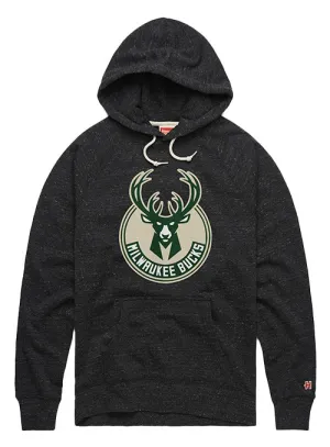 Homage Hand Drawn Global Charcoal Milwaukee Bucks Hooded Sweatshirt