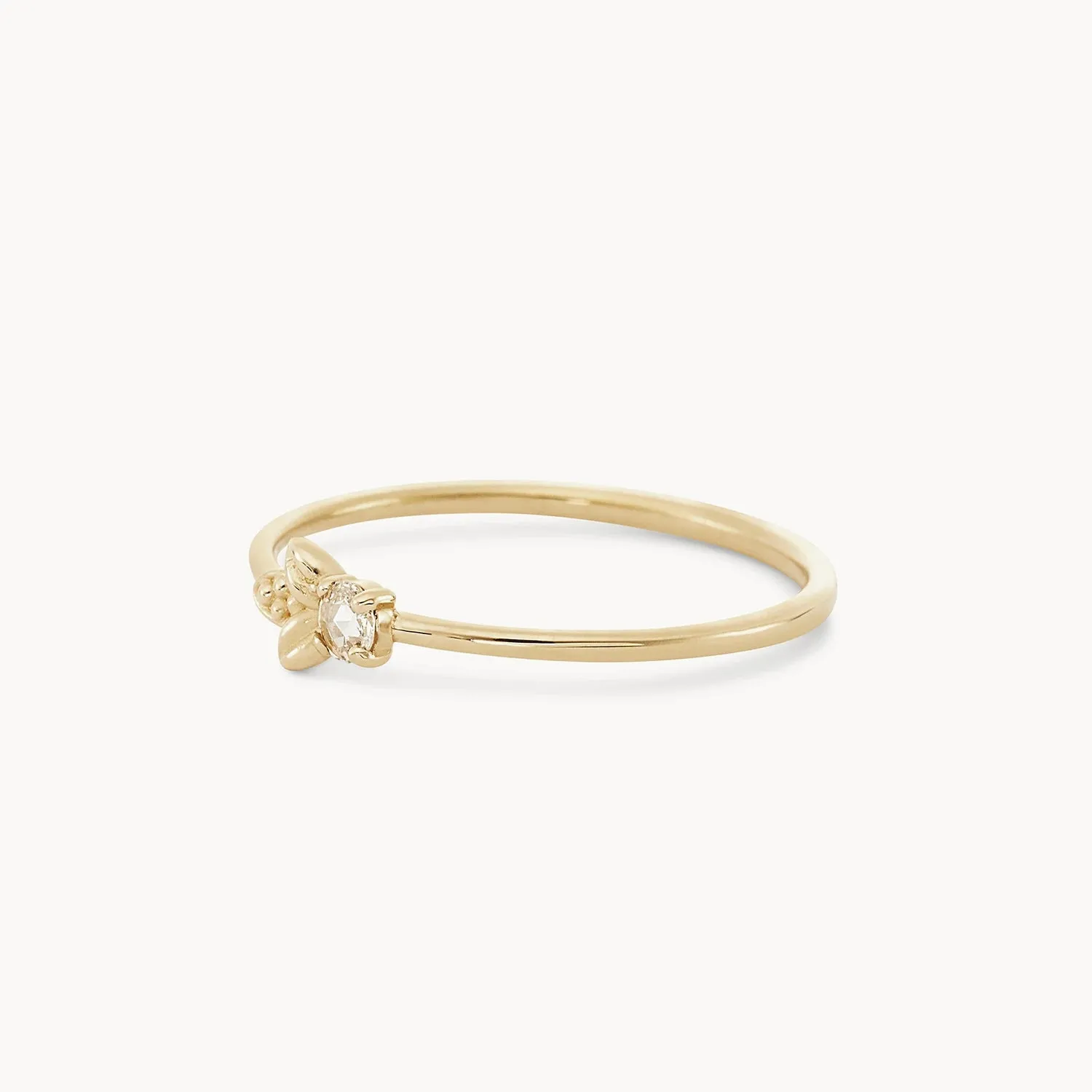 Honey bee ring - 14k yellow gold, white diamond