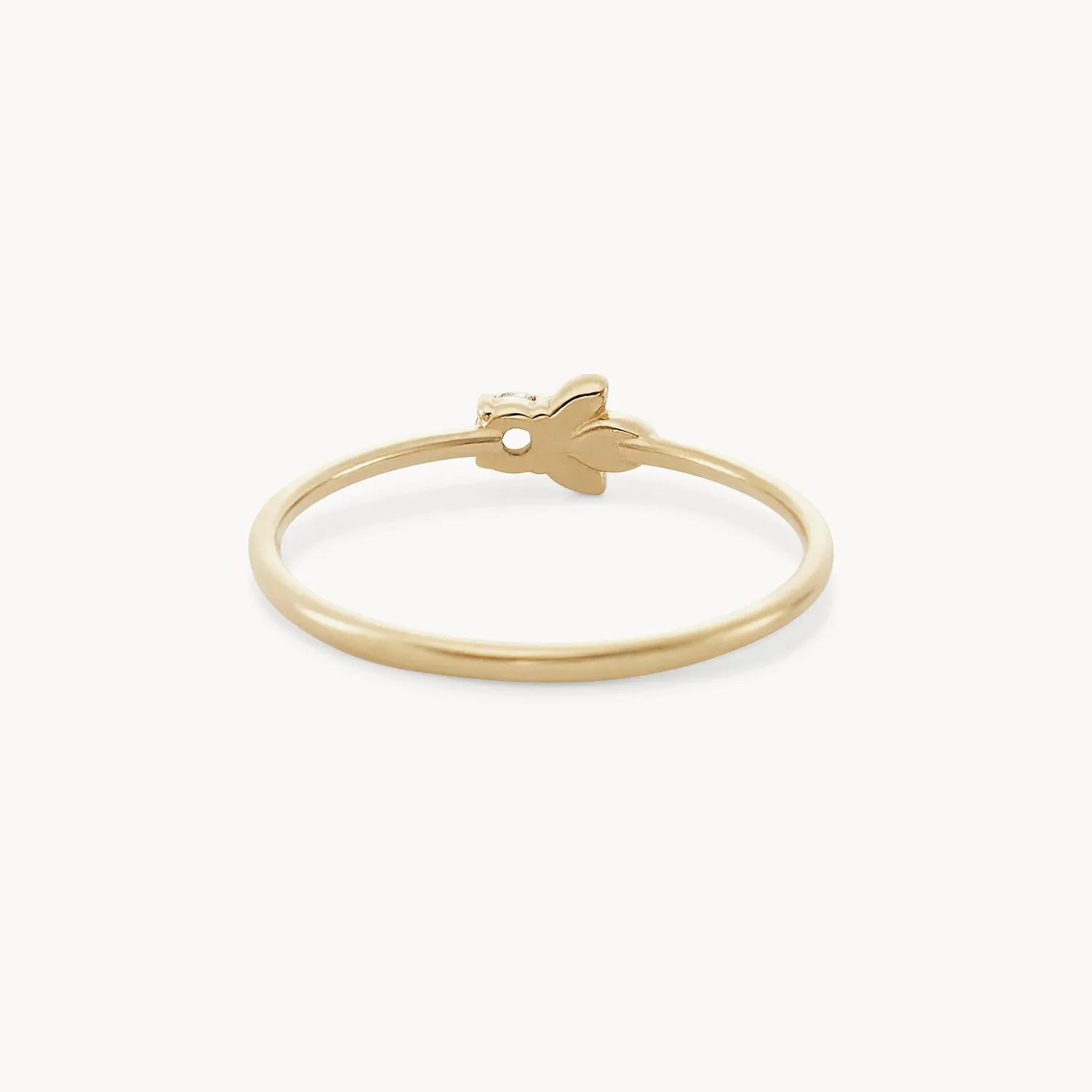 Honey bee ring - 14k yellow gold, white diamond