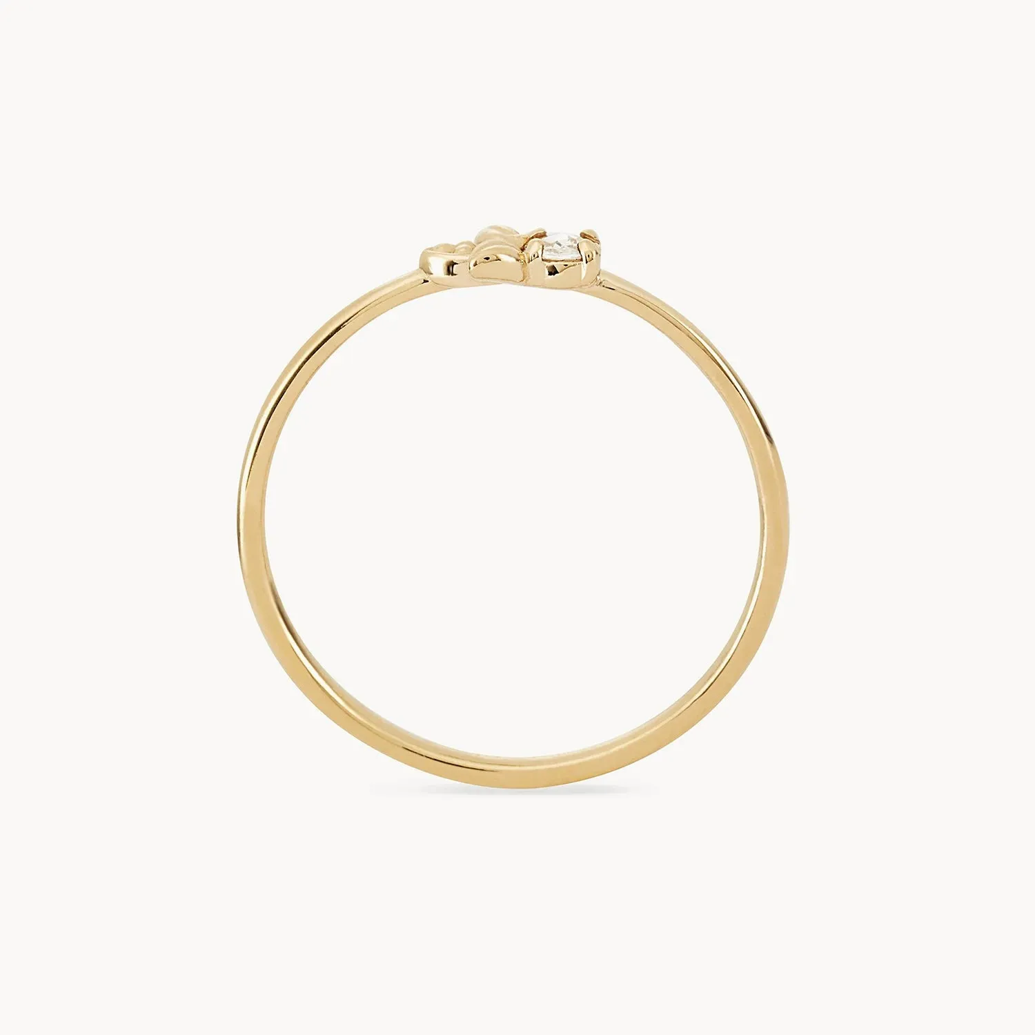 Honey bee ring - 14k yellow gold, white diamond