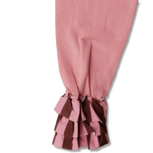 JELLYPUG - Kids 'Pink' Lace Ruffled Bell Bottom Elastic Waistband Cotton Trouser JP193