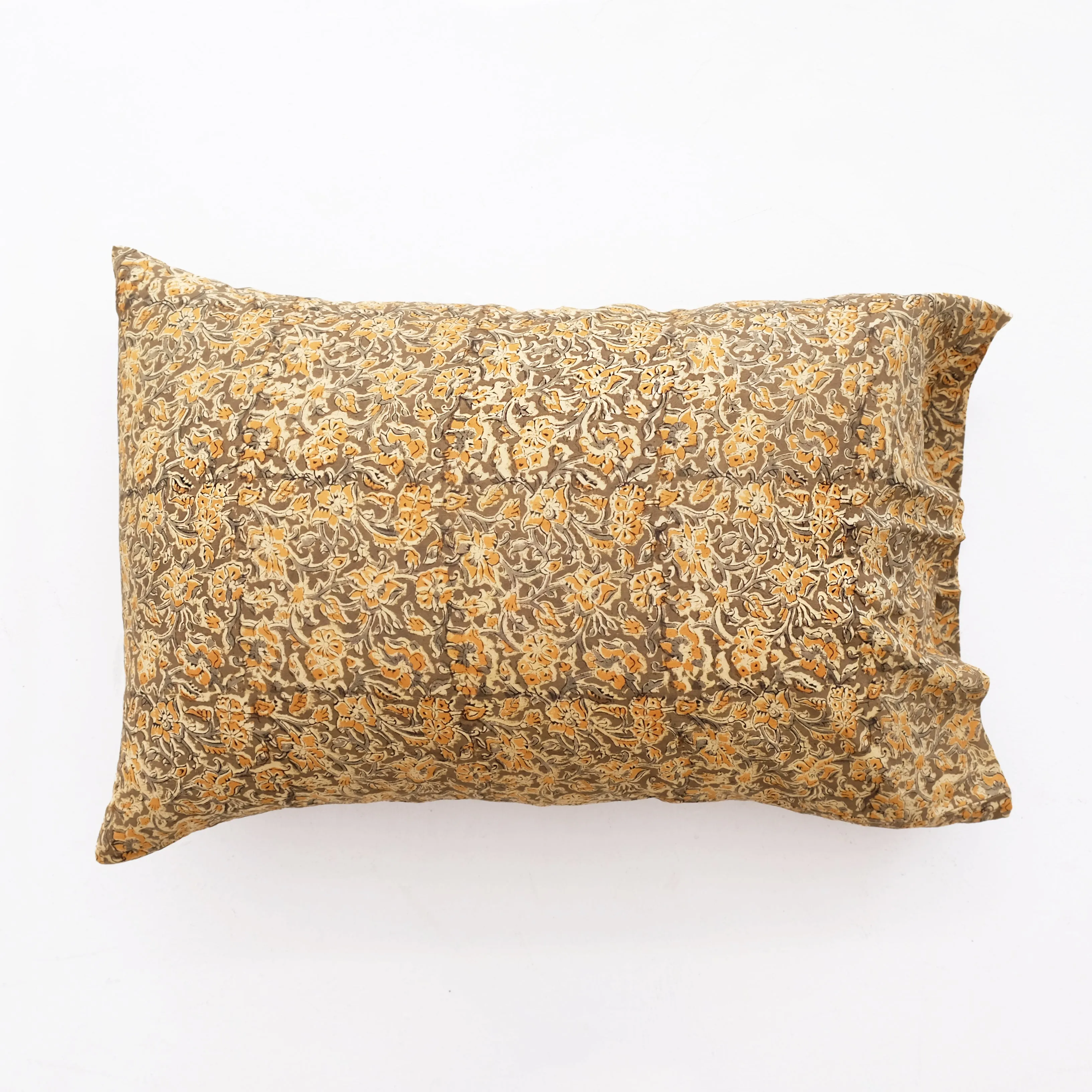 Kalamkari Pillowcase - Olive   Marigold Floral