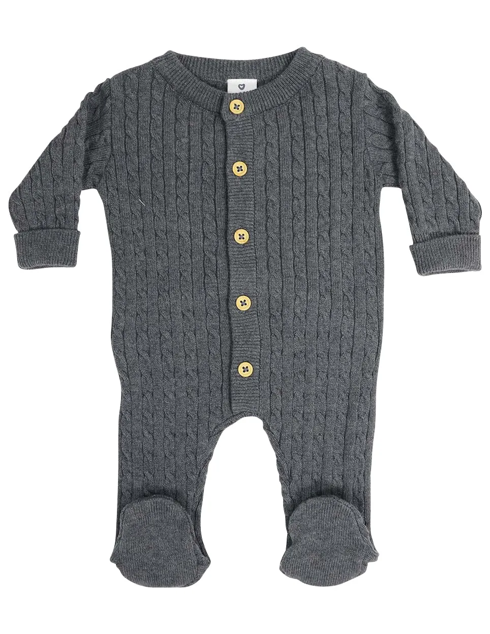 Korango Classique Boy Cable Knit Romper - Charcoal