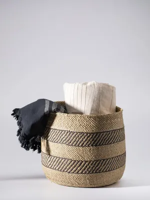 Medium Iringa Stripe Basket in Natural & Black