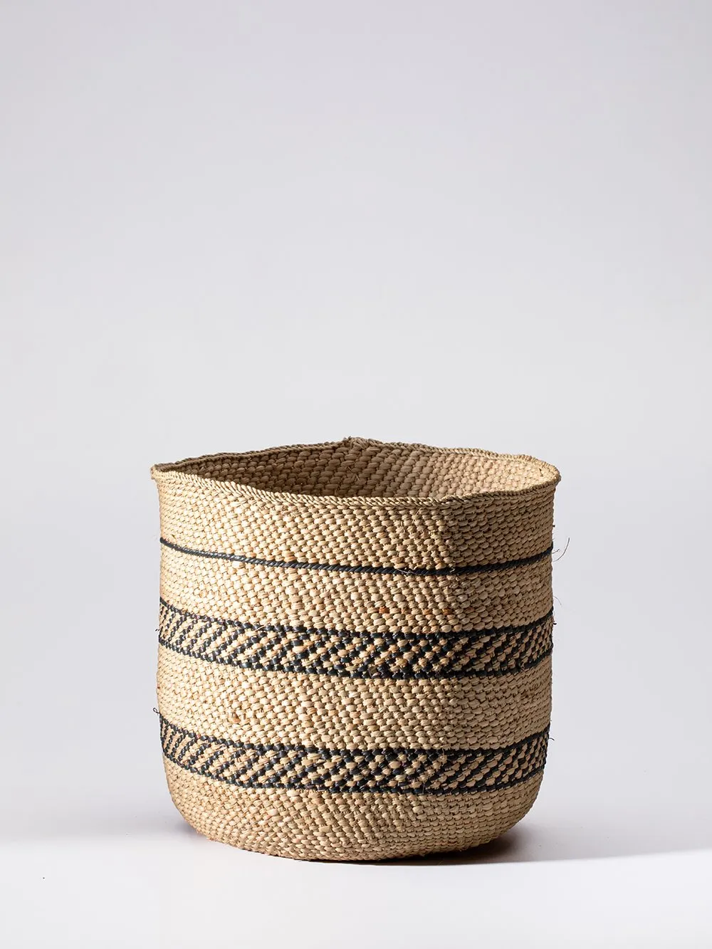 Medium Iringa Stripe Basket in Natural & Black