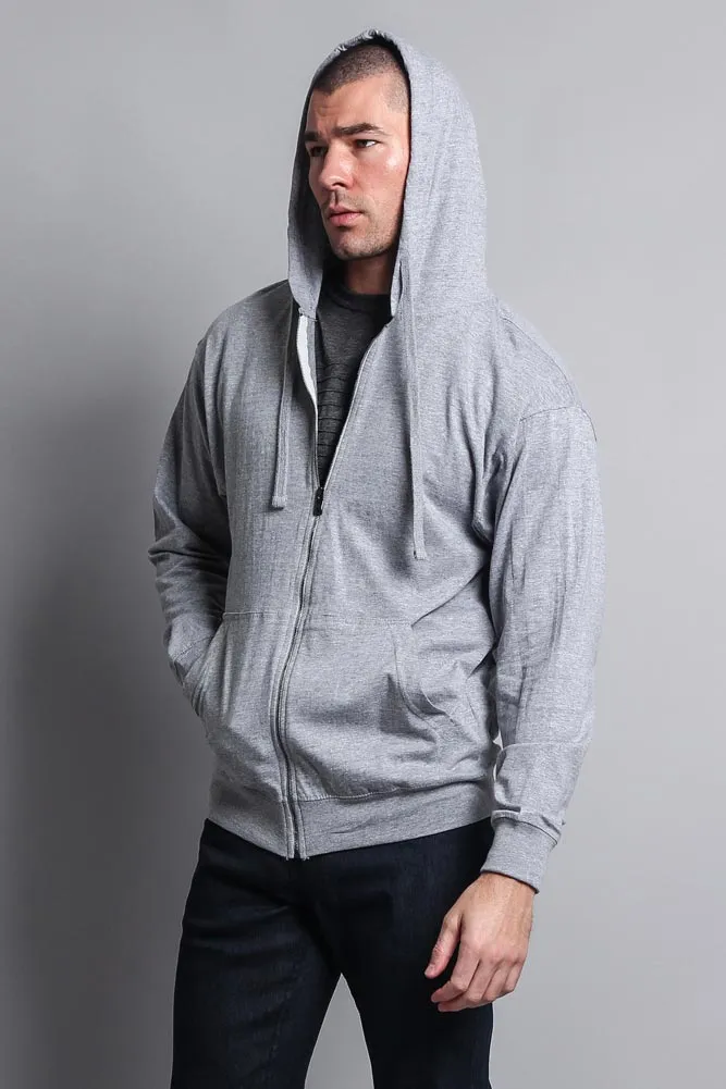 Men's Basic Zip Up Jersey Hoodie