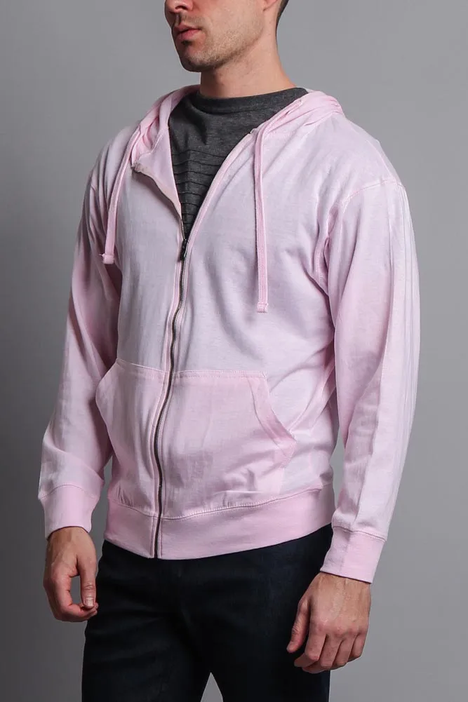 Men's Basic Zip Up Jersey Hoodie