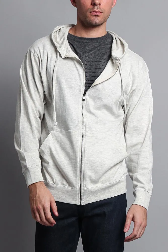 Men's Basic Zip Up Jersey Hoodie