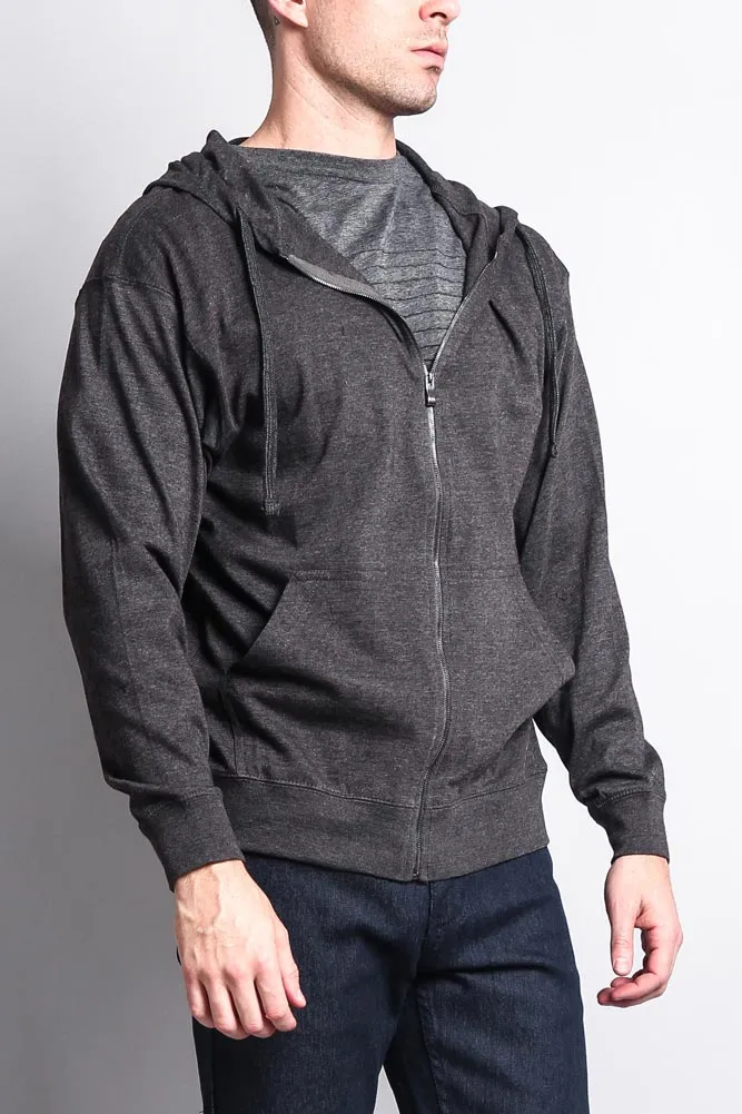 Men's Basic Zip Up Jersey Hoodie