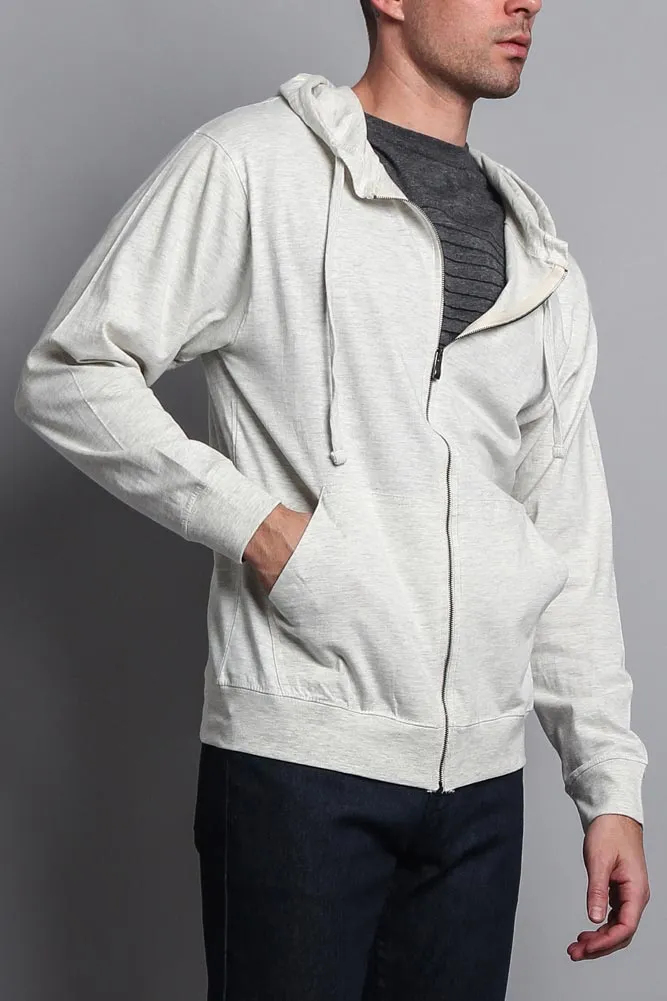 Men's Basic Zip Up Jersey Hoodie