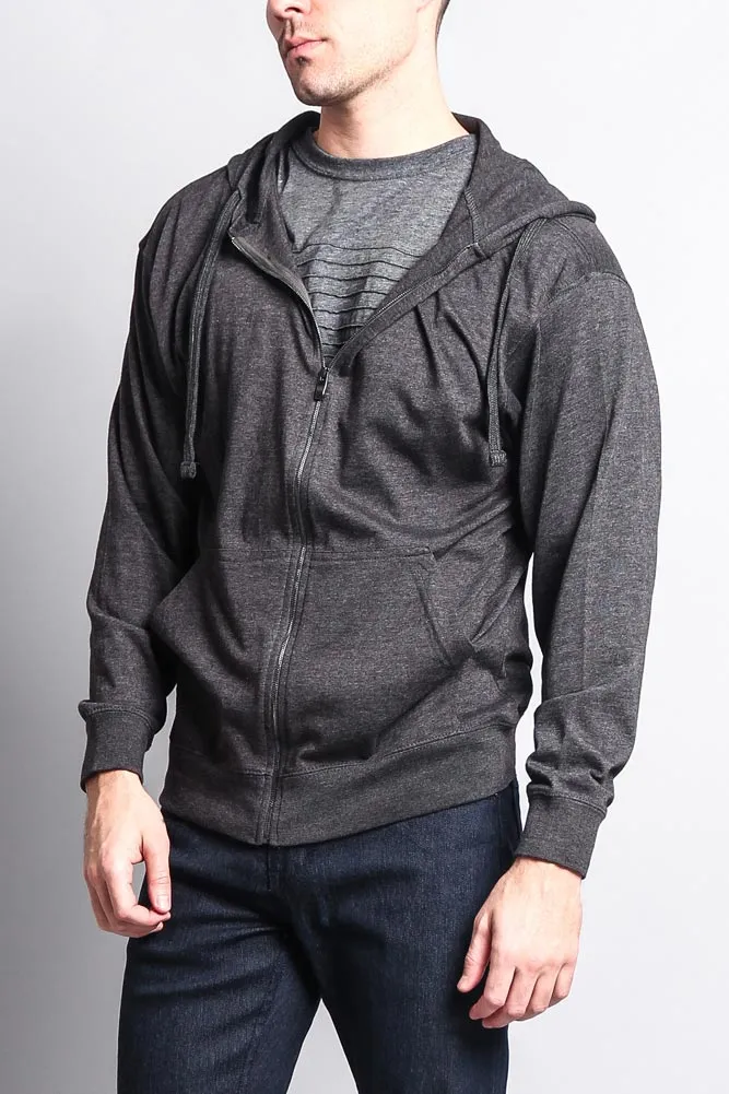 Men's Basic Zip Up Jersey Hoodie