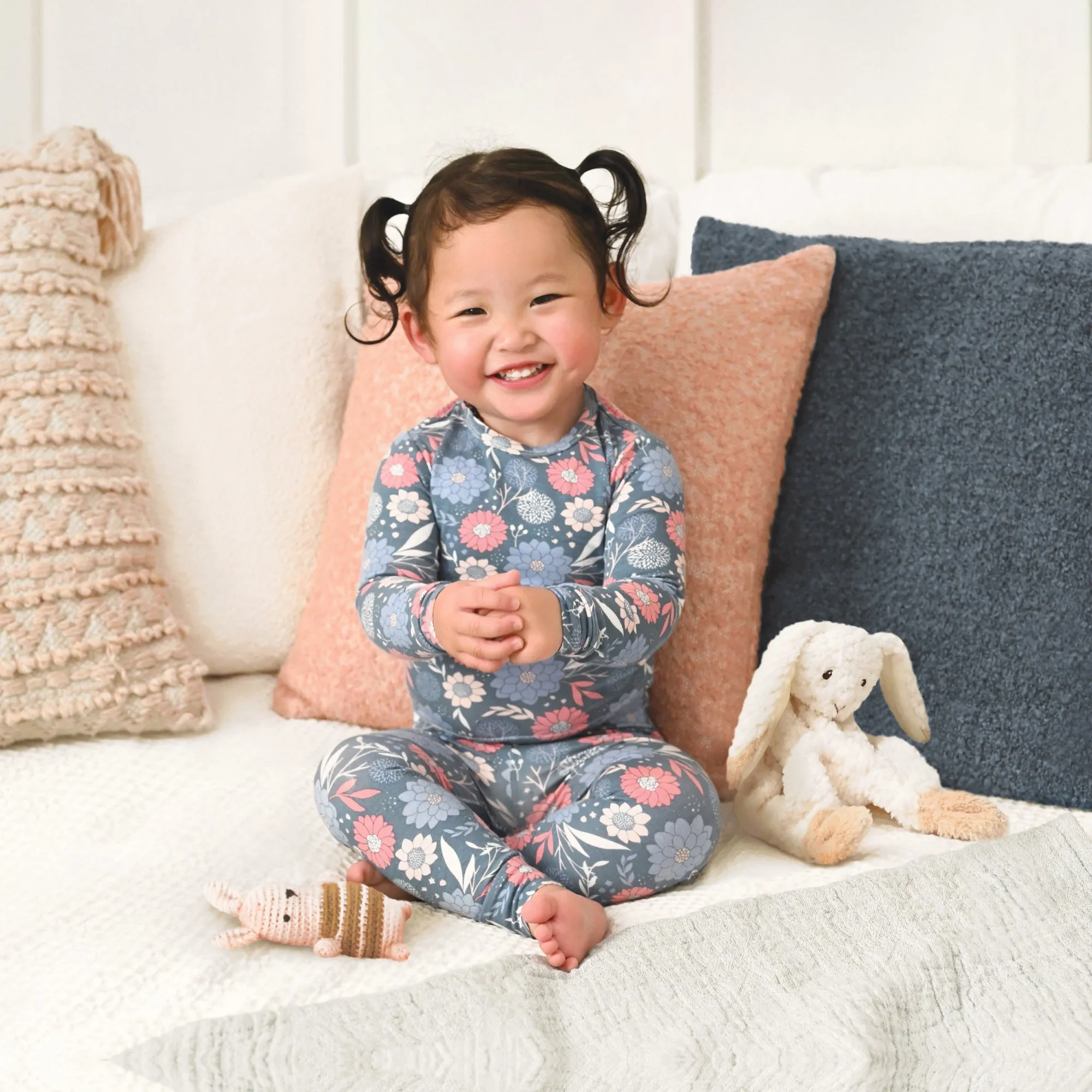 Navy Flower Two-Piece Pajama Set