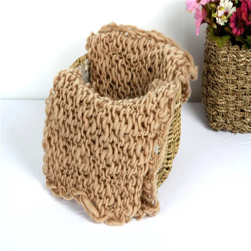 Newborn And Reborn Photography Props Wool Blanket Baby Accessories For Knitted Wrap Shooting Outfit Session