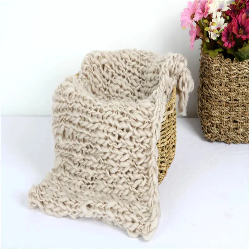 Newborn And Reborn Photography Props Wool Blanket Baby Accessories For Knitted Wrap Shooting Outfit Session