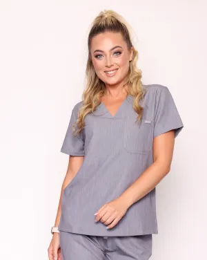 Nova Modern Scrub Top - Charcoal Grey