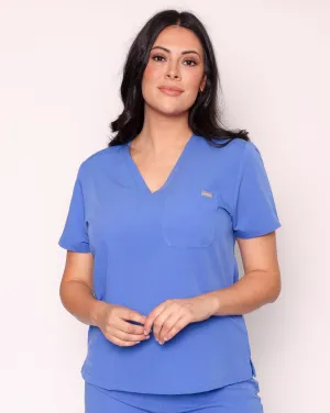 Nova Modern Scrub Top - Ciel Blue