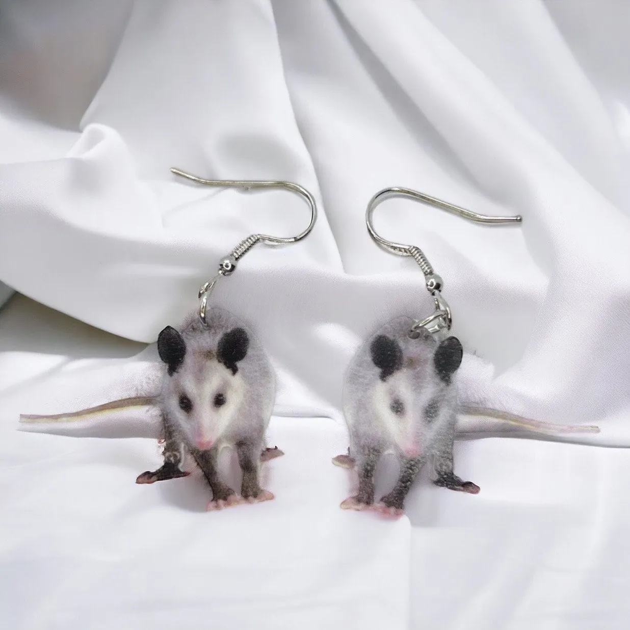 Opossum Earrings - Opossum Earrings, Handmade Earrings, Handmade Jewelry, Animal Earrings, Possum Earrings, Opossum Gift, Opossum Lover