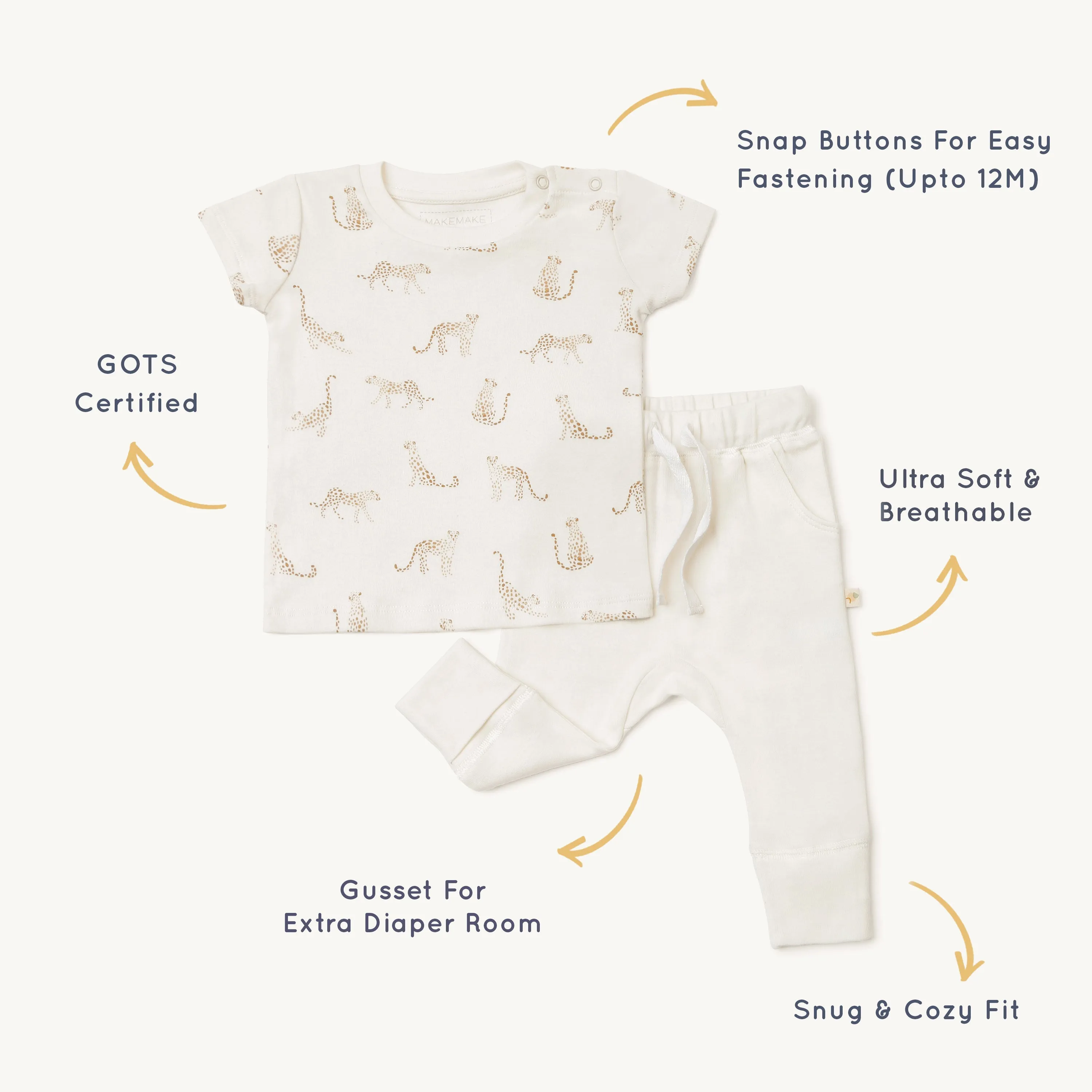 Organic Baby Toddler Tee & Pants Set - Wildcat Print