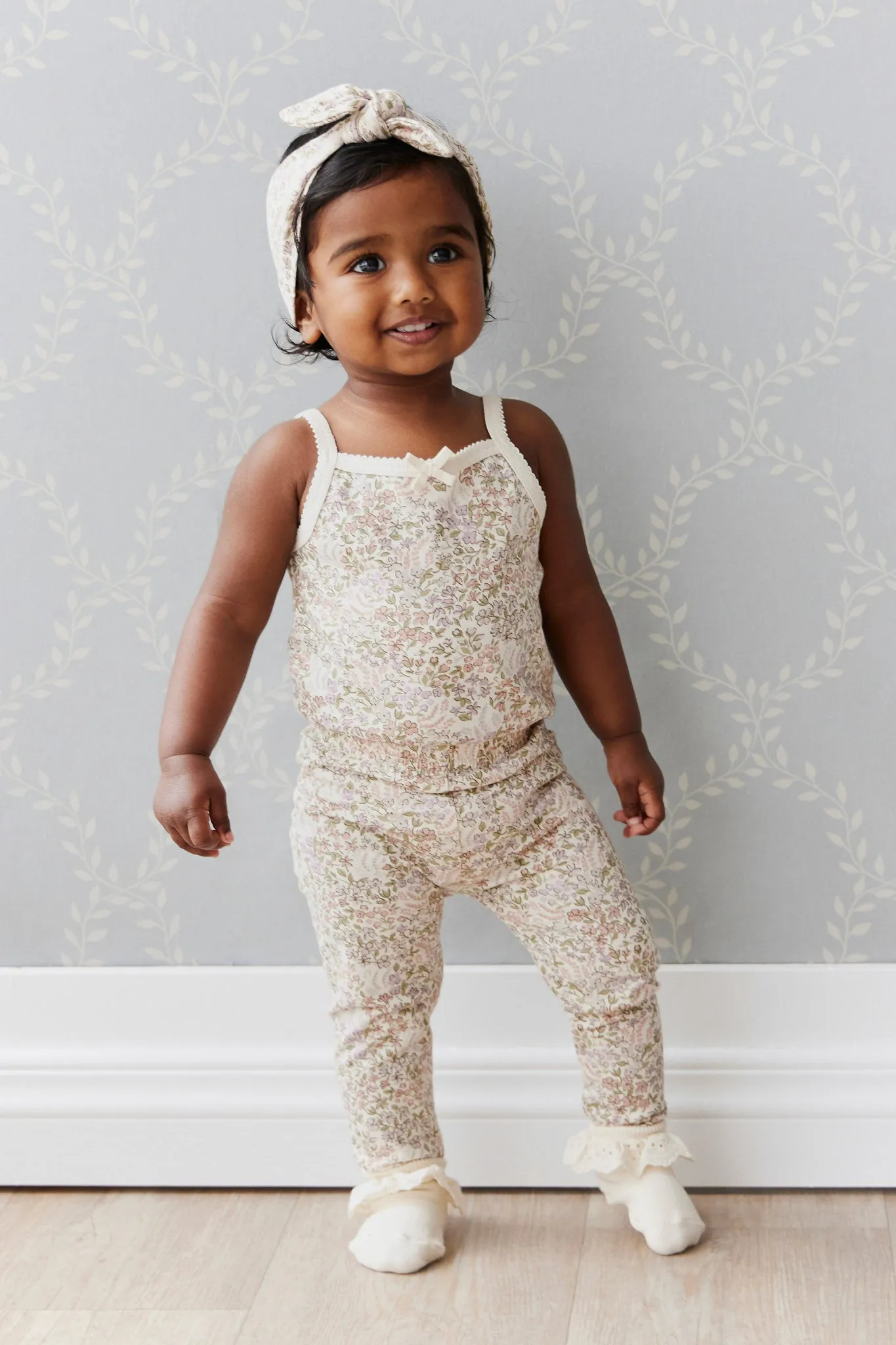 Organic Cotton Bridget Singlet Bodysuit - April Eggnog