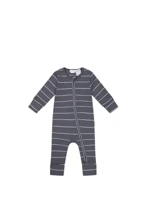 Organic Cotton Fine Rib Gracelyn Onepiece - Gracelyn Stripe Lava/Cloud