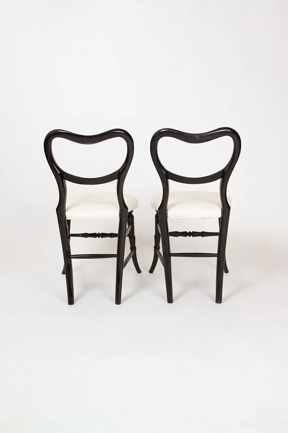 Pair of Antique Balloon Back Chairs with Mother of Pearl Inlay