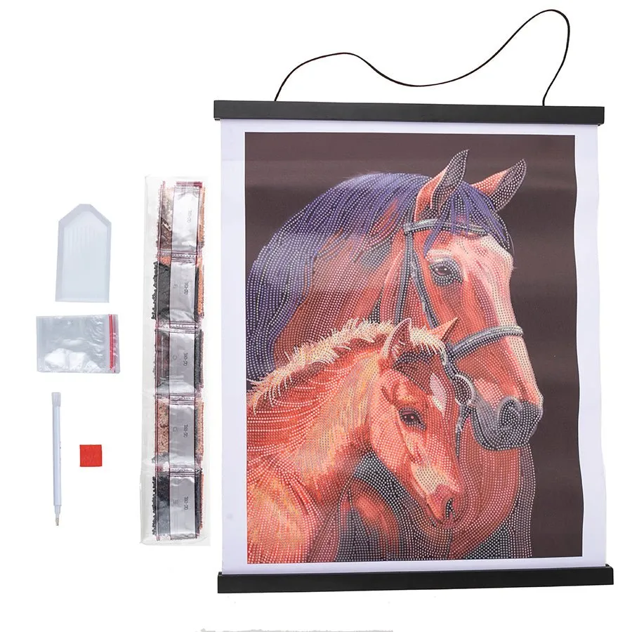 "Chestnut Mares" Crystal Art Scroll Kit 35x45cm