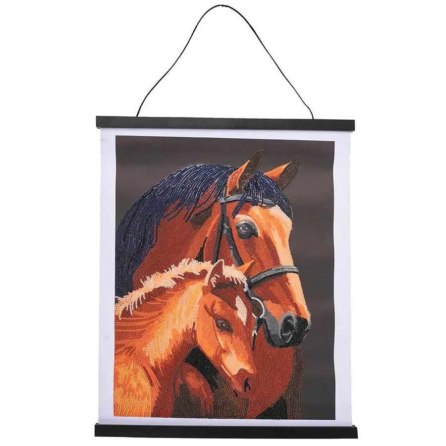 "Chestnut Mares" Crystal Art Scroll Kit 35x45cm