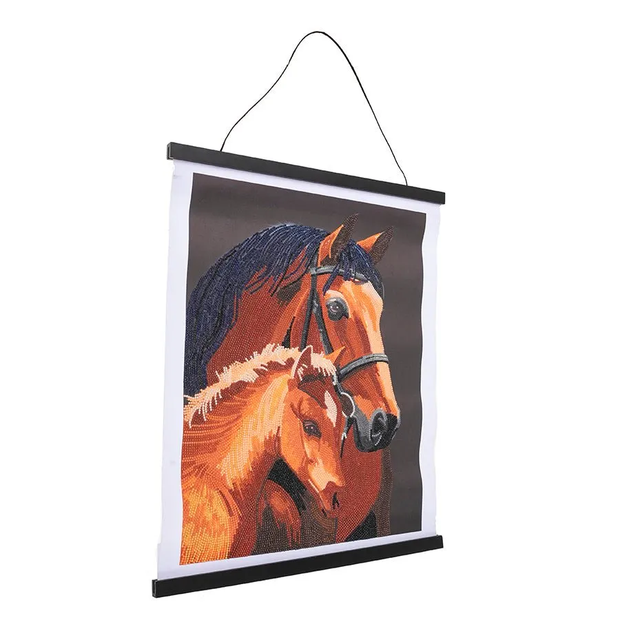 "Chestnut Mares" Crystal Art Scroll Kit 35x45cm